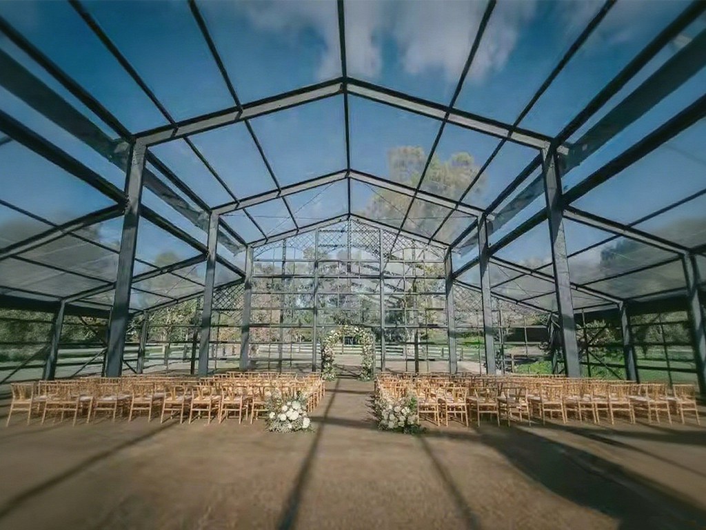 glass greenhouse,  Large greenhouse, greenhouse wedding venue